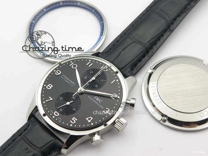 MIROTIME 0517 Reliable Portuguese IW371447 ZF 1:1 Best Edition SS Black Dial On Black Leather Strap A79350 V 7274